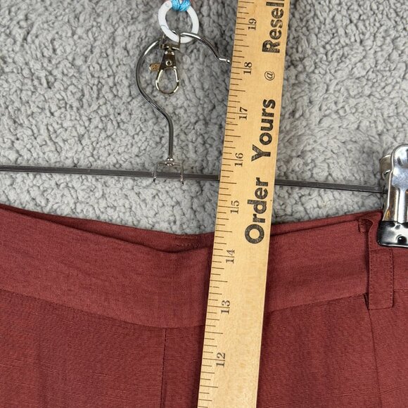 AKA Eddie Bauer Pants Womens Size 16 Vintage Red Brown Pleated Ankle Linen 90s - Picture 8 of 13